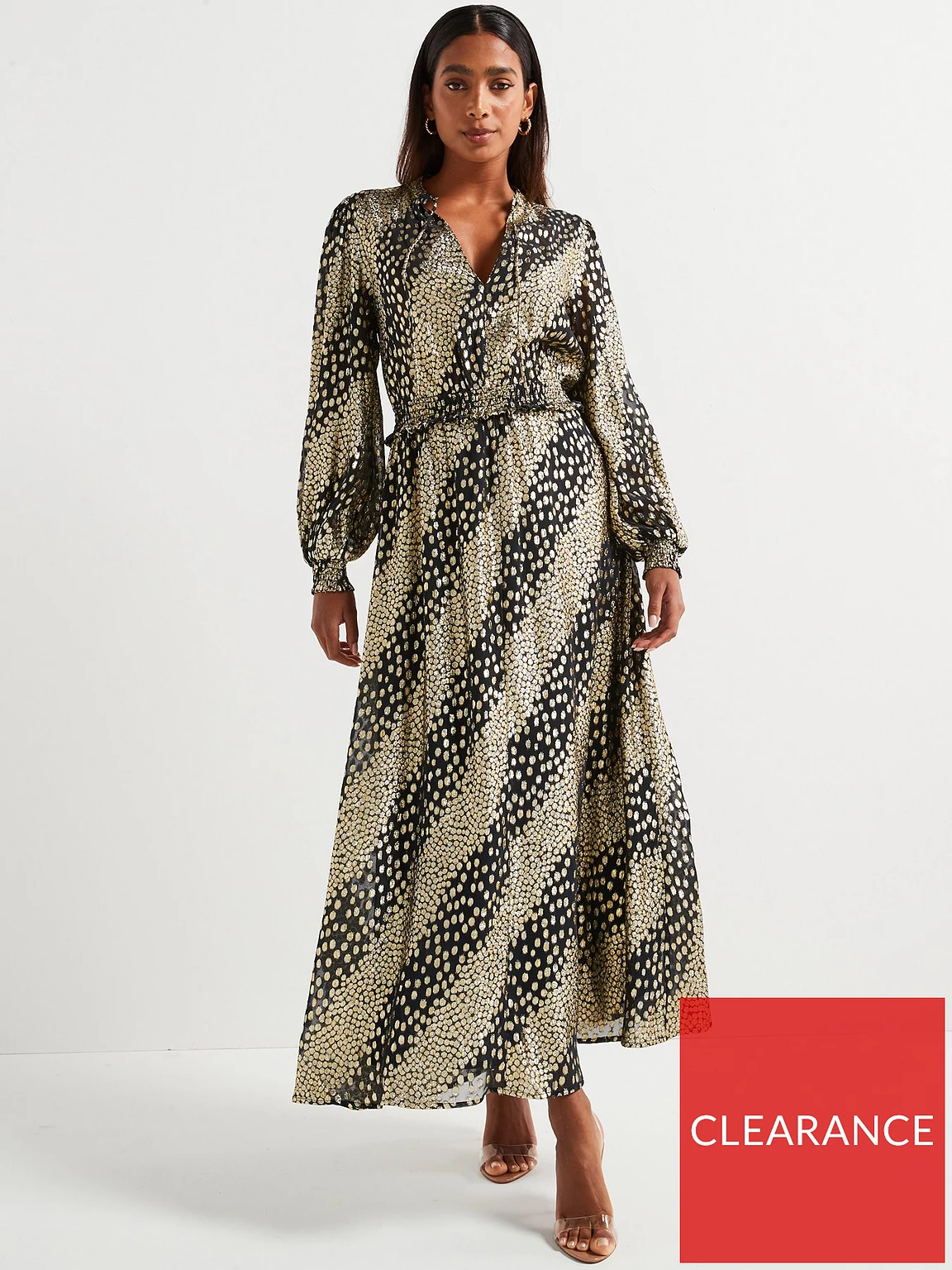 Lurex Long Sleeve Midi Dress