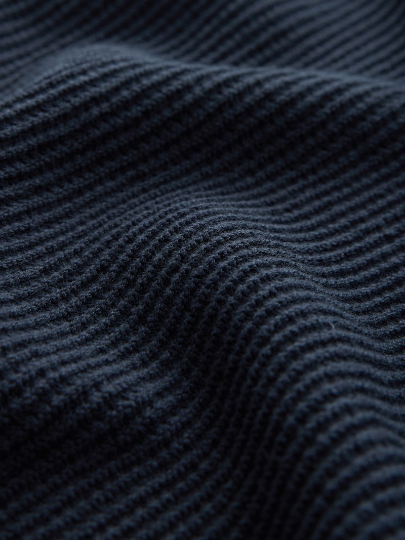 Navy Blue Regular Fit Textured Oxford Mock Shirt Jumper