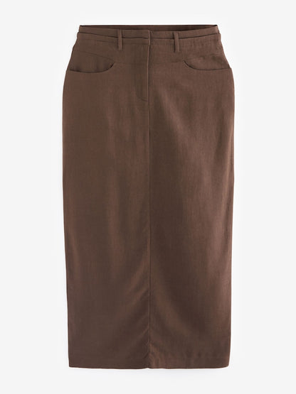 Next Brown Blend Linen Maxi Skirt