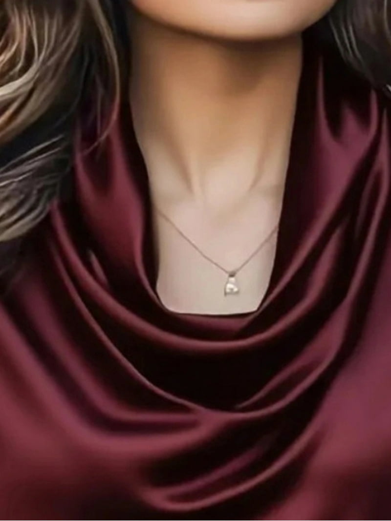 Cowl Neck Drape Lantern Sleeve Blouse Burgundy
