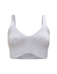 Grey Basic Rib Knit Strappy Top