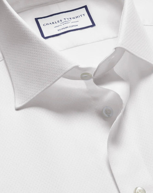 Egyptian Cotton Ascot Weave Slim Fit Shirt - White