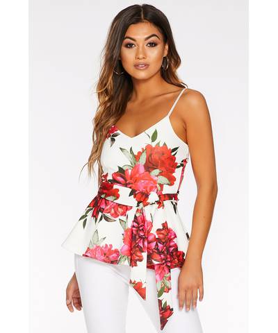 Floral V Neck Peplum Top