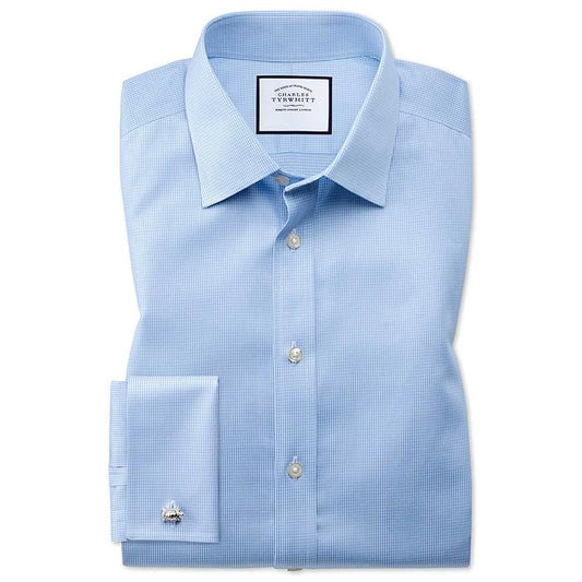 Sky Blue Non-Iron Slim Fit Shirt Double Cuff
