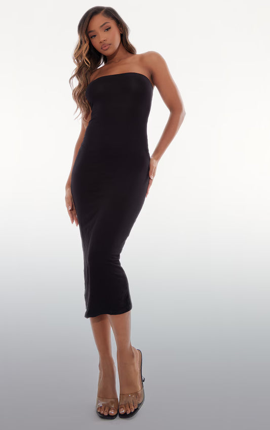 Basic Black Bandeau Midaxi Dress