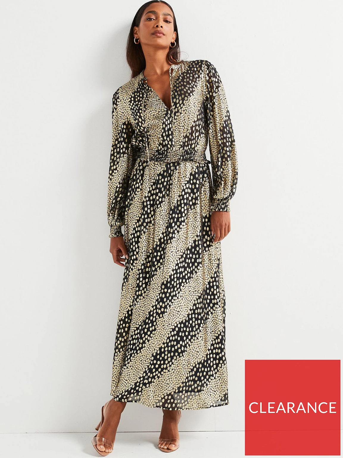 Lurex Long Sleeve Midi Dress