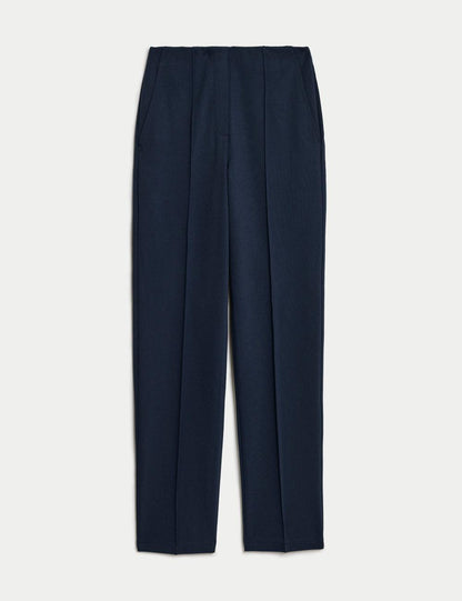 Jersey Twill Straight Leg Trousers Navy