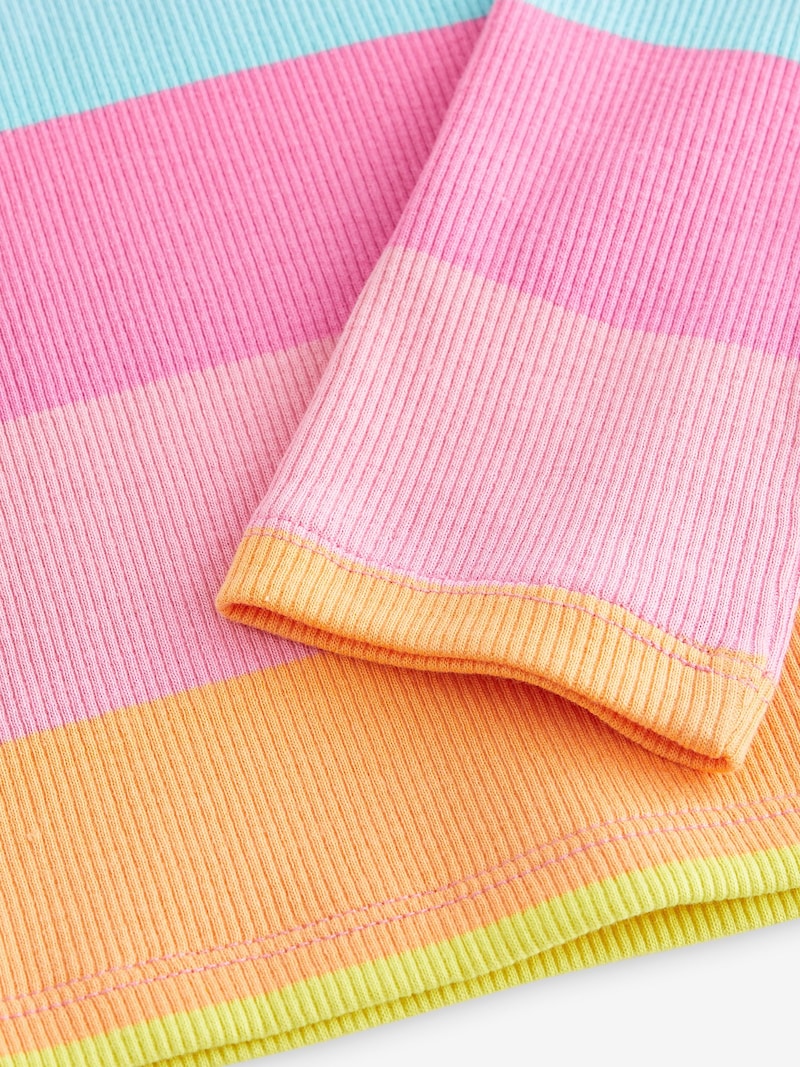 Multi Stripe Long Sleeve Ribbed Top