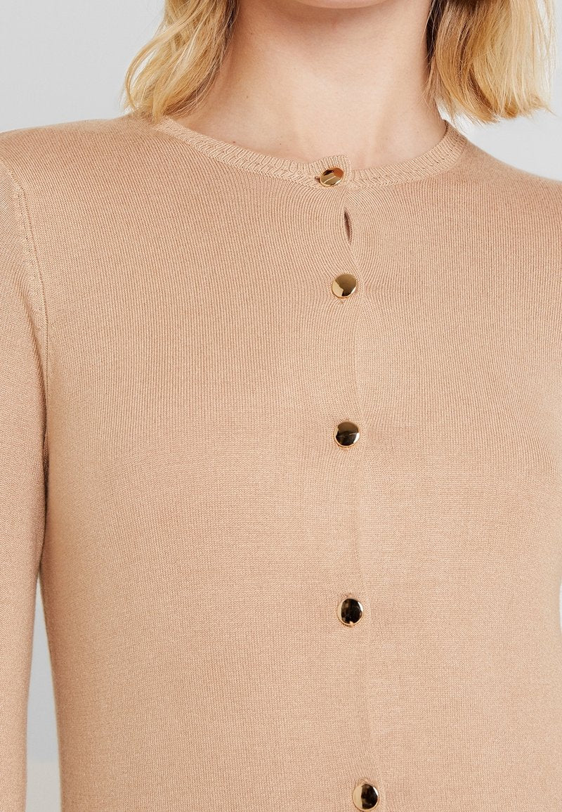 Camel Gold button Lightweight Cardigan