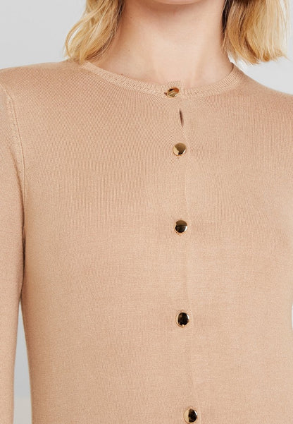 Camel Gold button Lightweight Cardigan