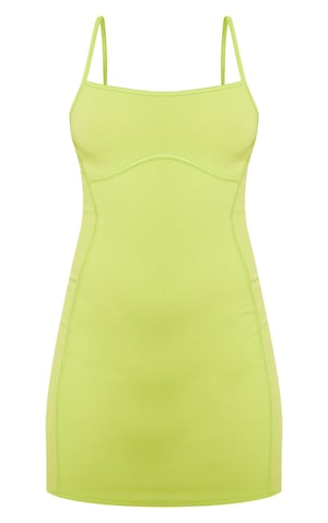 Lime Strappy Binding Bust Detail Bodycon Dress