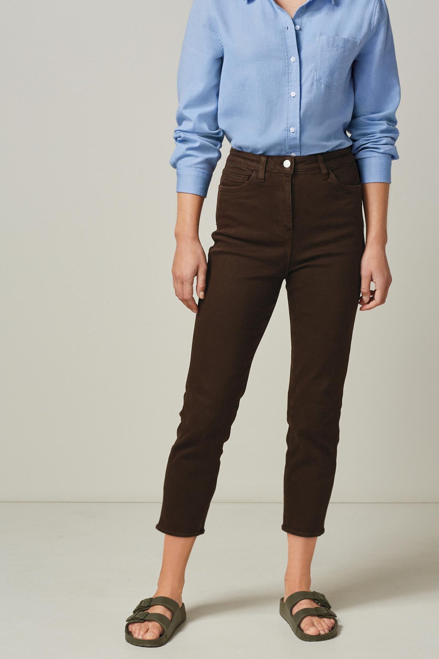 Chocolate Crop Slim High Rise Jeans