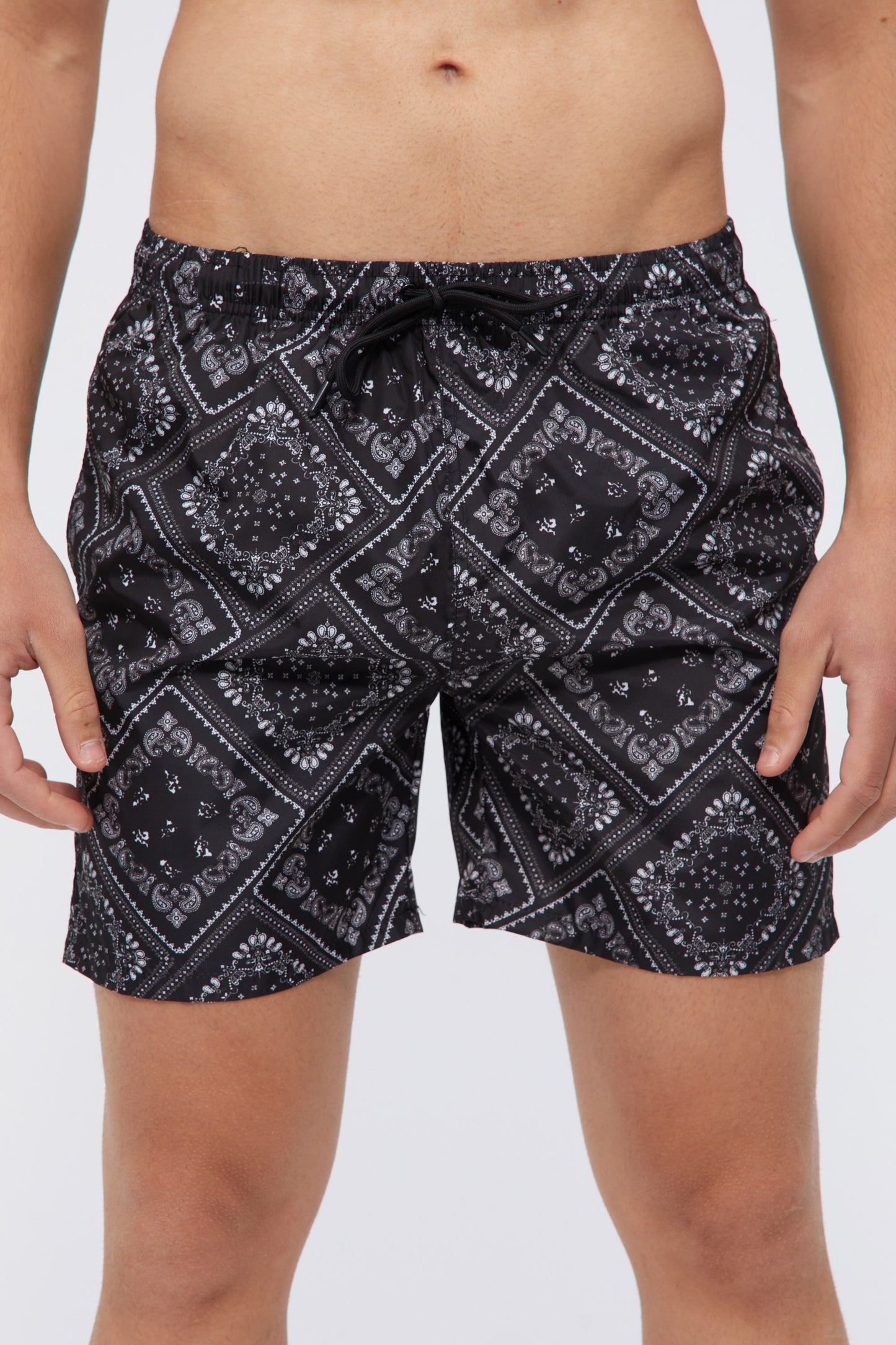 Black Lahore Mid-Length Shorts