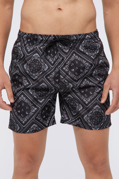 Black Lahore Mid-Length Shorts