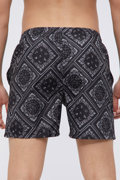 Black Lahore Mid-Length Shorts