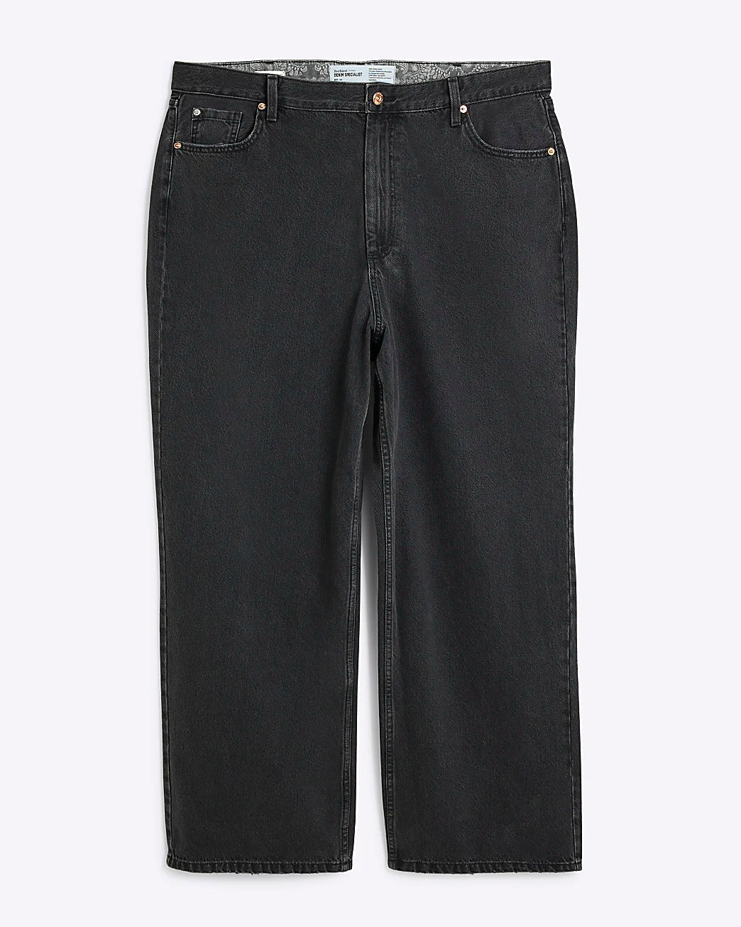 Plus Black Relaxed Straight Jeans