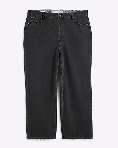 Plus Black Relaxed Straight Jeans