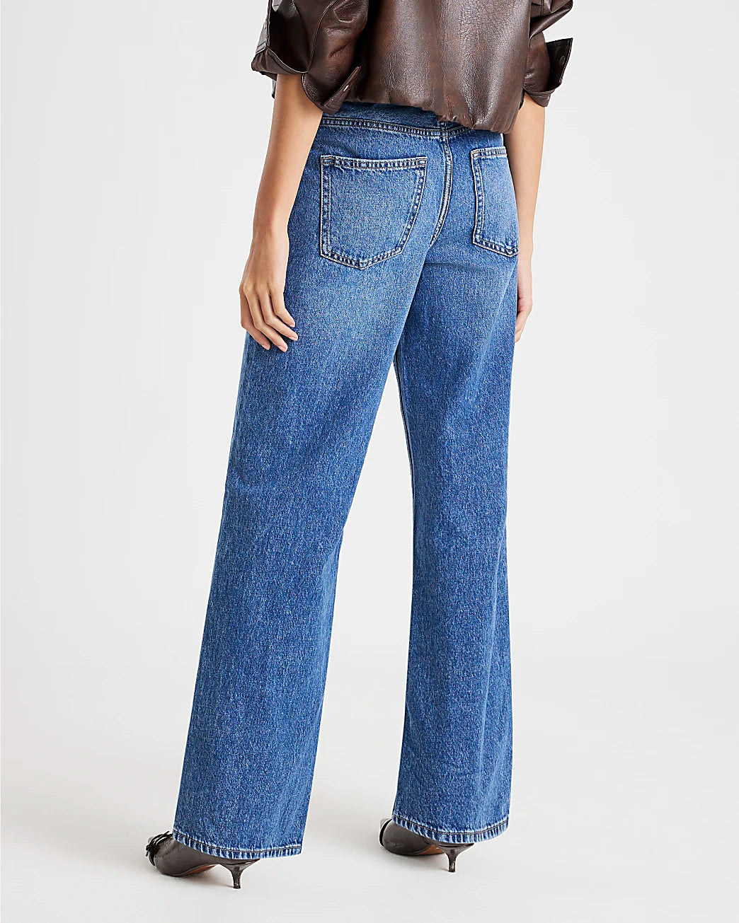 Blue High Waist Relaxed Straight Leg Jeans