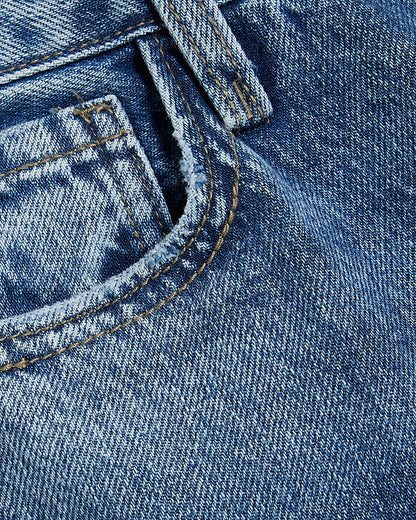 Blue High Waist Relaxed Straight Leg Jeans