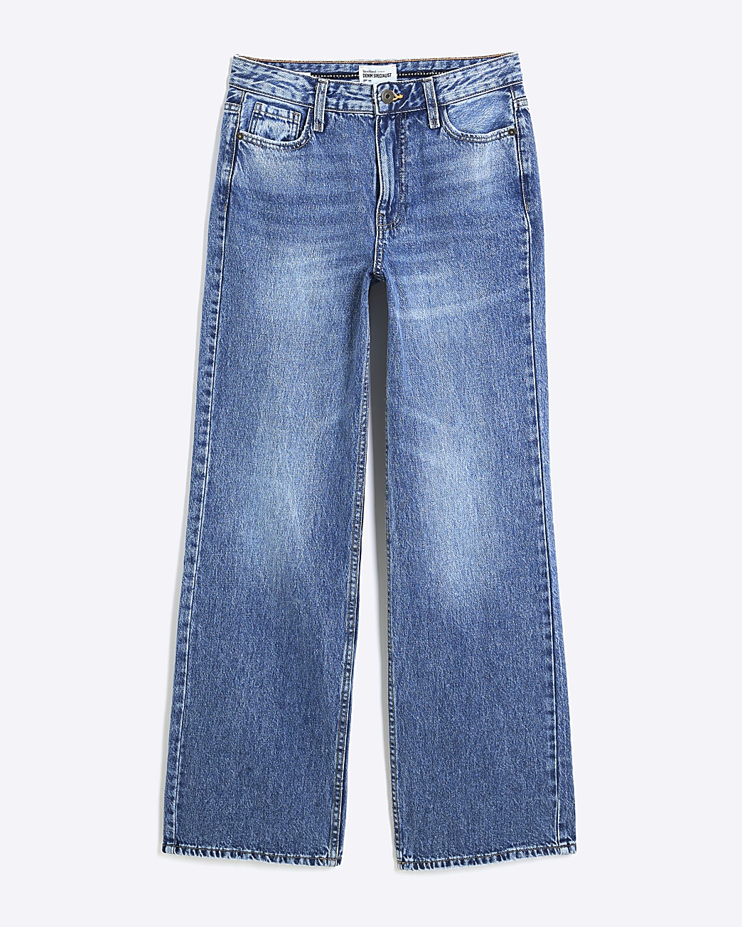 Blue High Waist Relaxed Straight Leg Jeans