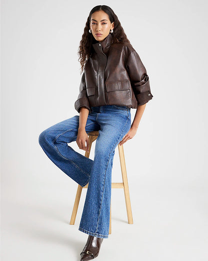 Blue High Waist Relaxed Straight Leg Jeans