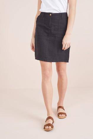 Black Linen Blend Skirt