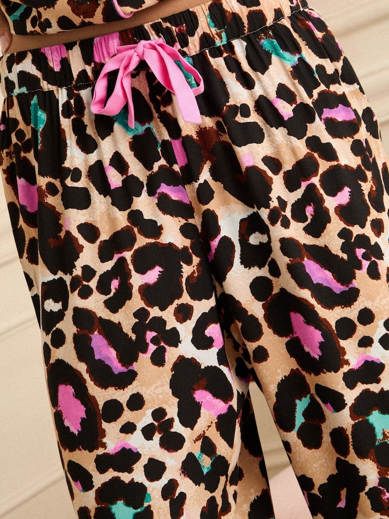 Button Down Pjamas Set Leopard