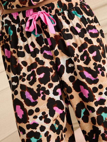 Button Down Pjamas Set Leopard