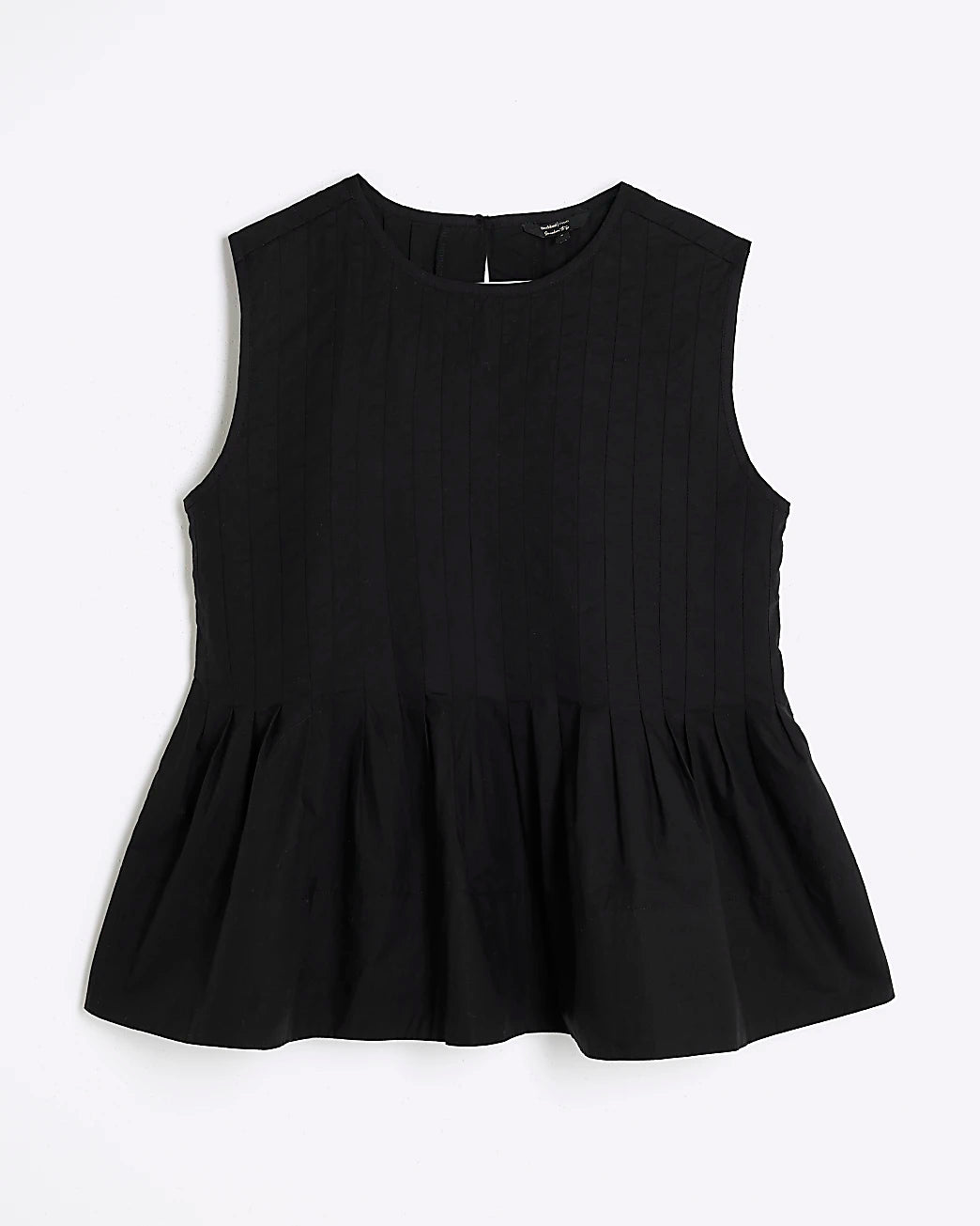 Black Sleeveless Pleated Top