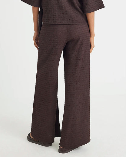 River Island Textured Wide Leg Trouser Brown