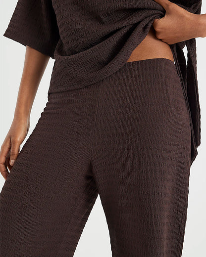 River Island Textured Wide Leg Trouser Brown