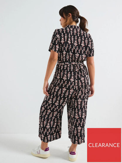 Curved Button Through Jumpsuit