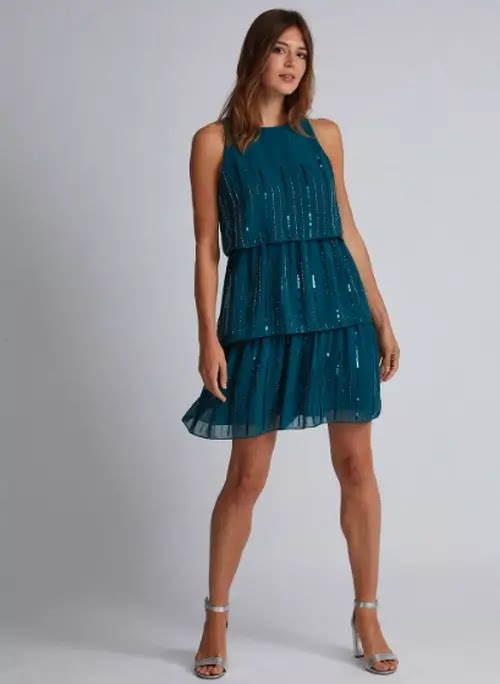 Tiered Trapeze Dress Green