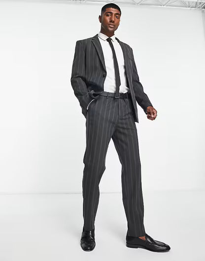 Bando Suit In Grey Pinstripe