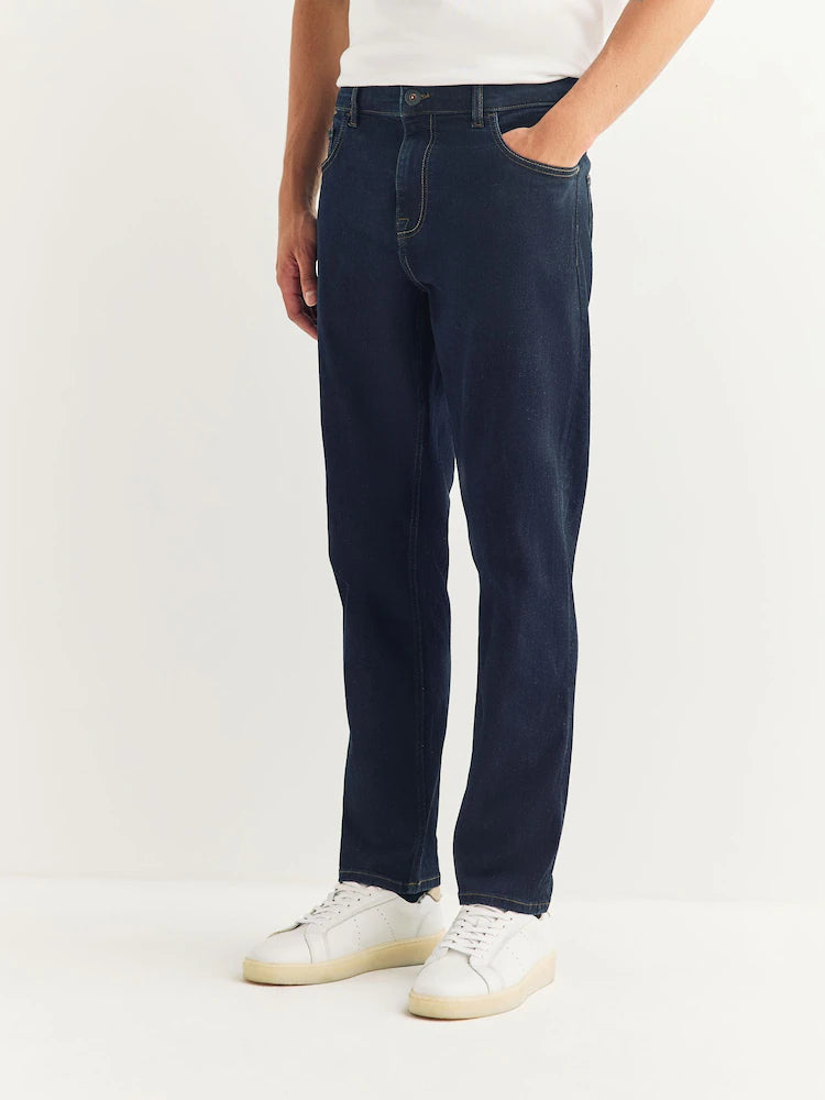 Blue Indigo Rinse Slim Fit Straight Fit Classic Stretch Jeans