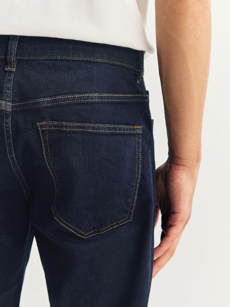 Blue Indigo Rinse Slim Fit Straight Fit Classic Stretch Jeans