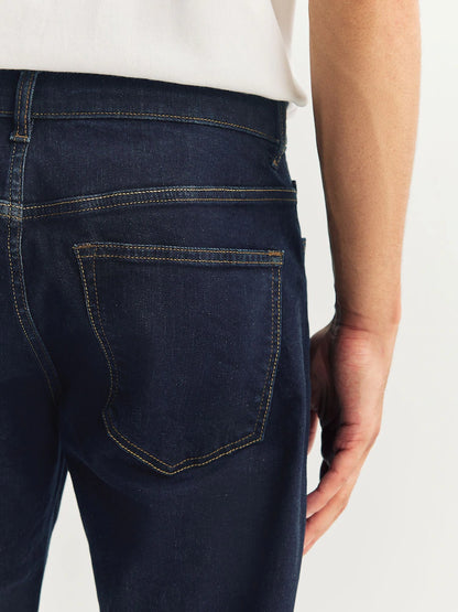 Blue Indigo Rinse Slim Fit Straight Fit Classic Stretch Jeans