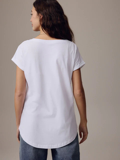 White Cap Sleeve T-Shirt Top