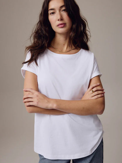 White Cap Sleeve T-Shirt Top