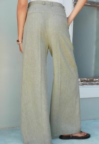 Next Wide-Leg Linen Trousers - Sage Green