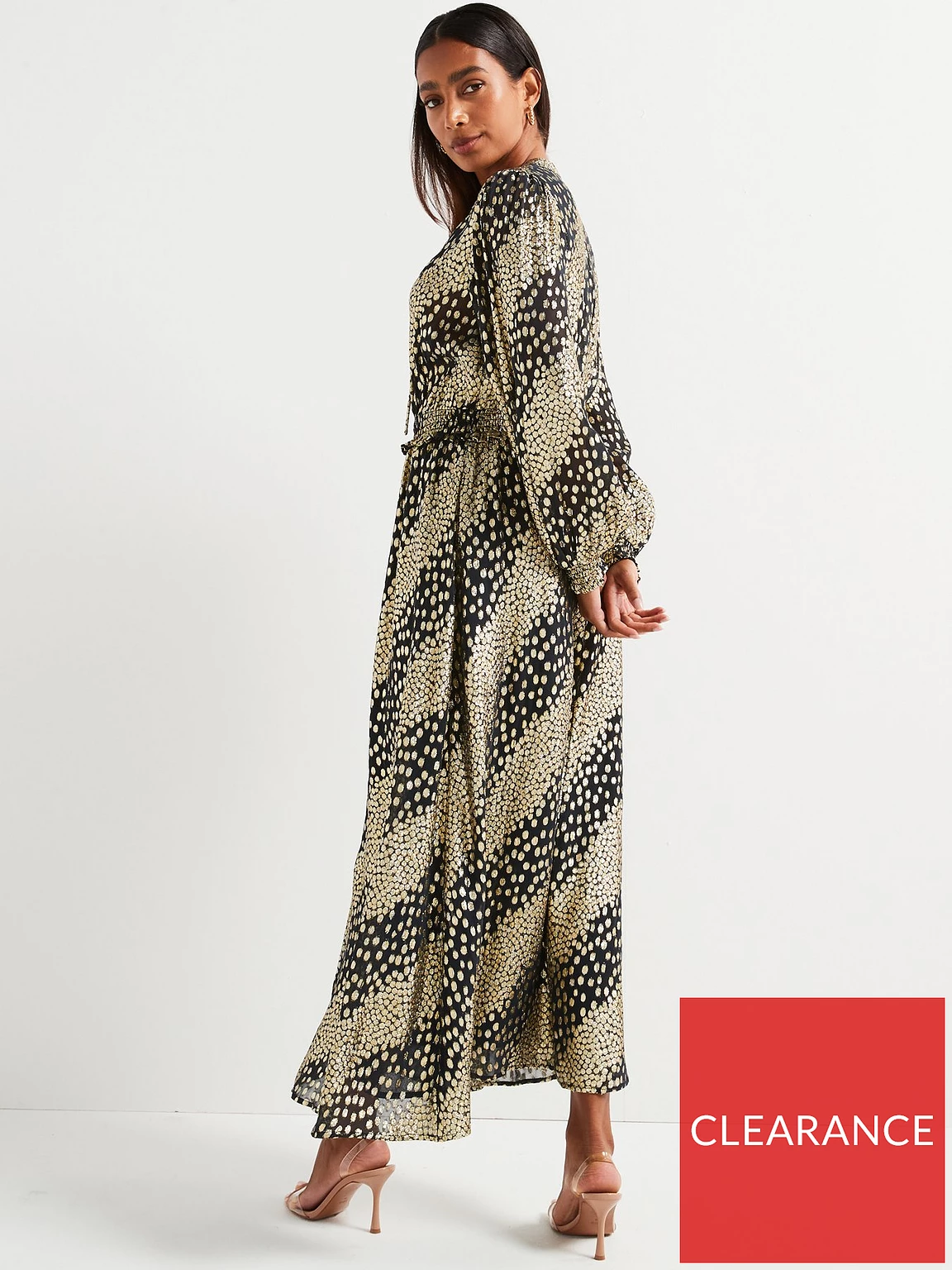 Lurex Long Sleeve Midi Dress