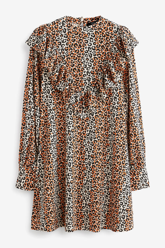 Leopard Print Frill Neck Tunic