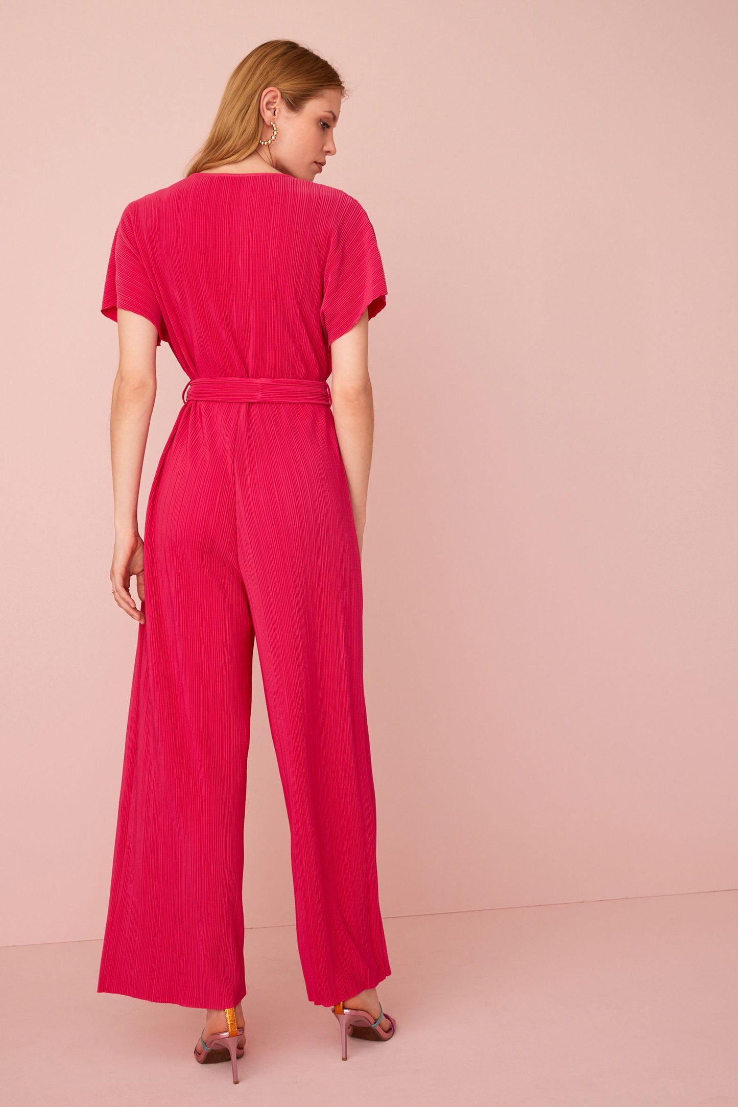 Pink Plisse Jumpsuit