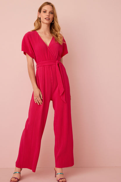 Pink Plisse Jumpsuit