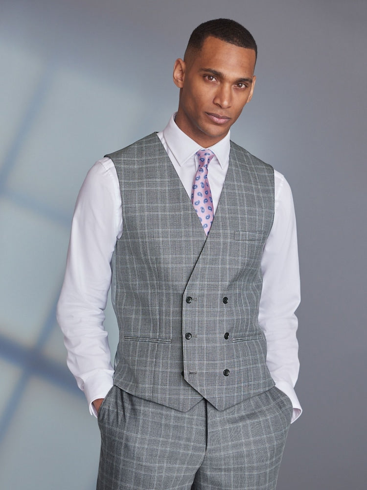 Grey Signature Empire Mills 100% Wool Check Suit Waistcoat