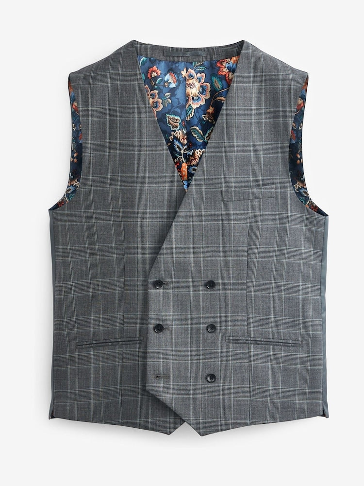 Grey Signature Empire Mills 100% Wool Check Suit Waistcoat