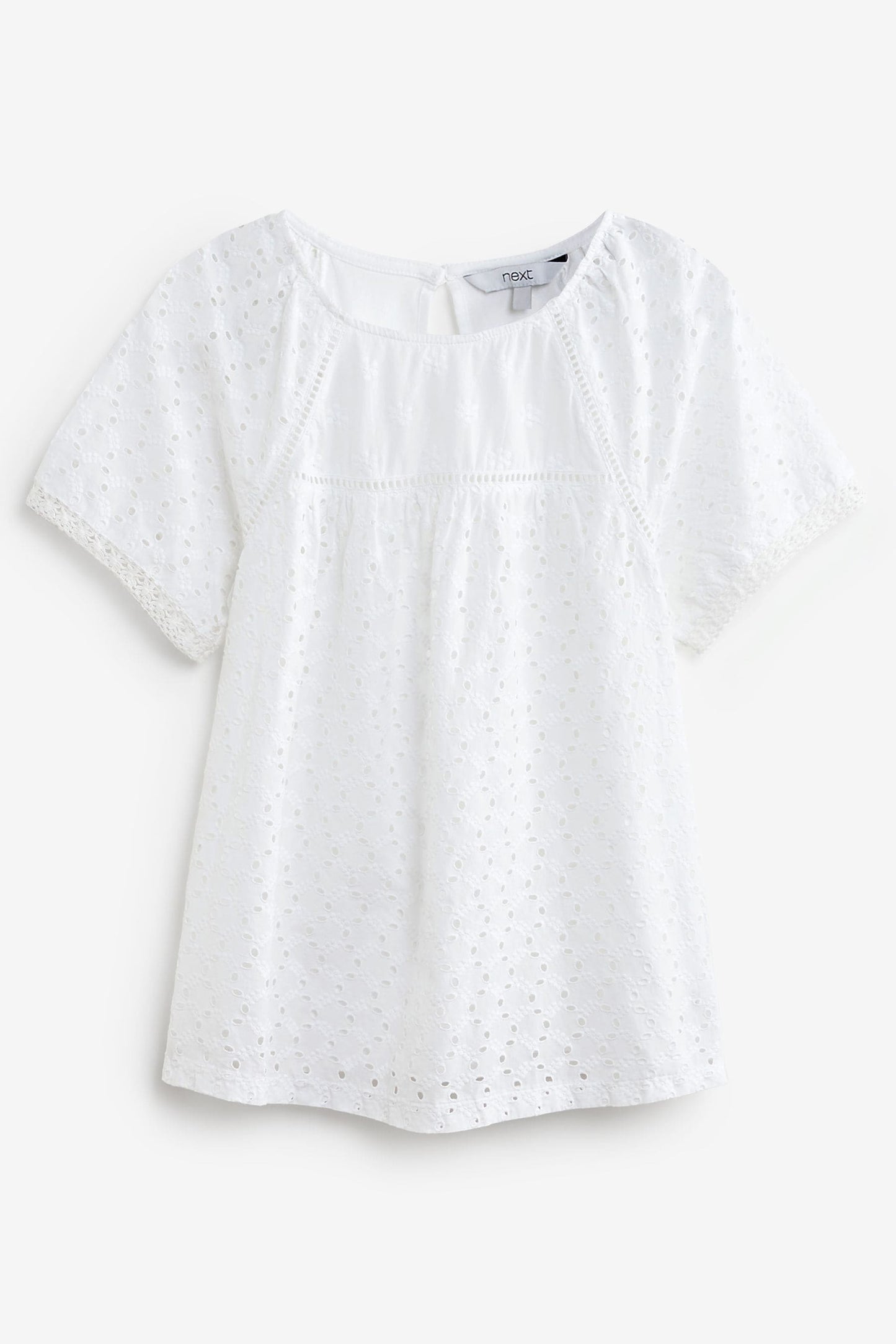 White Broderie Short Sleeve T-Shirt