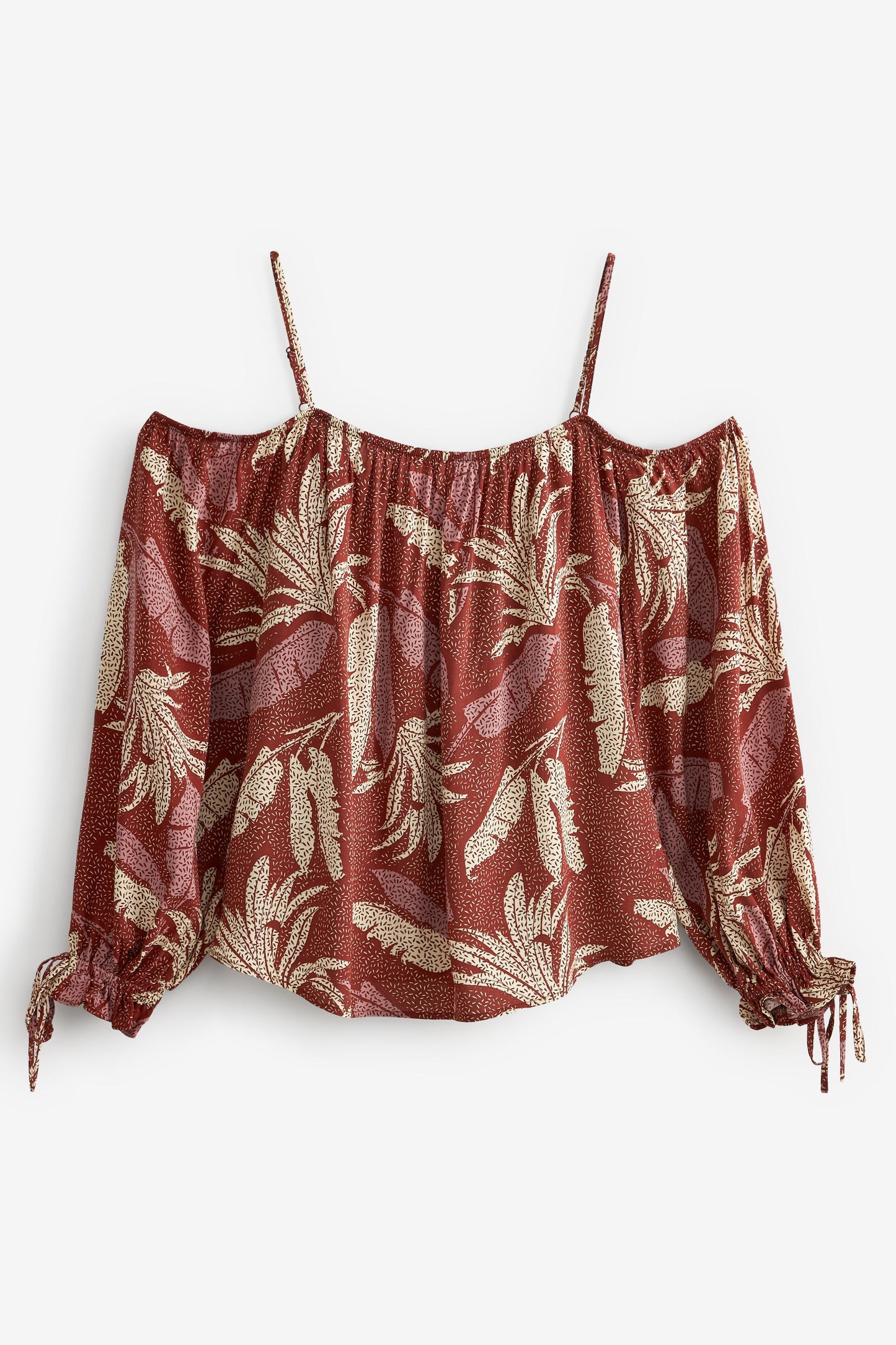 Rust Brown Floral Bardot Top