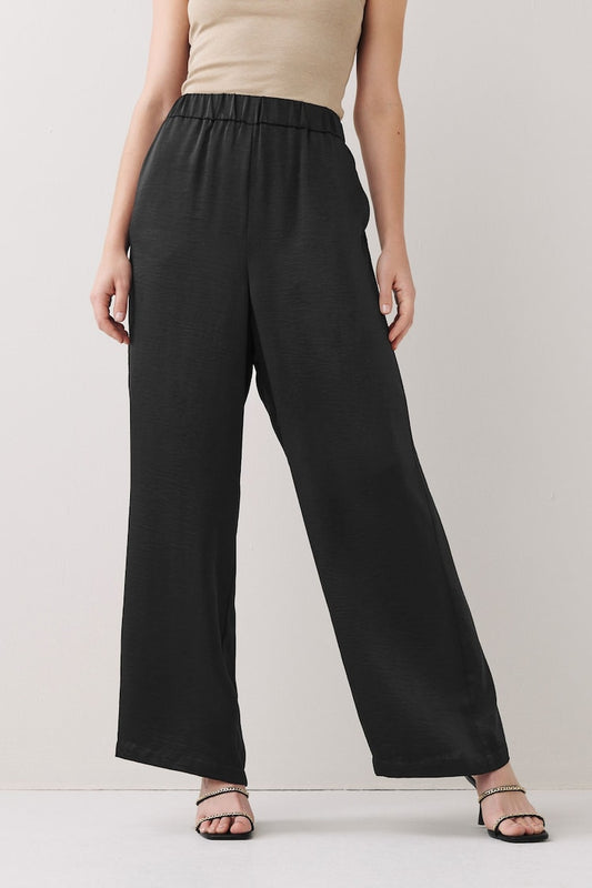 Black Wide Leg Satin Trousers