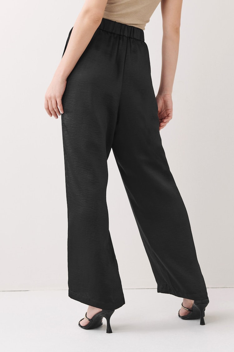 Black Wide Leg Satin Trousers